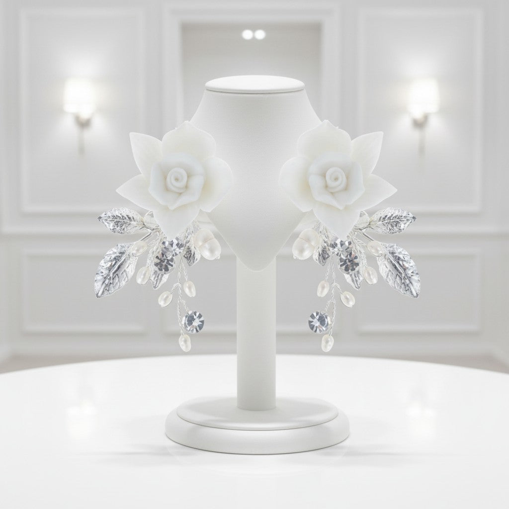 ATHENA COLLECTION - STARLET FLOWER EARRINGS - CZER724 SILVER
