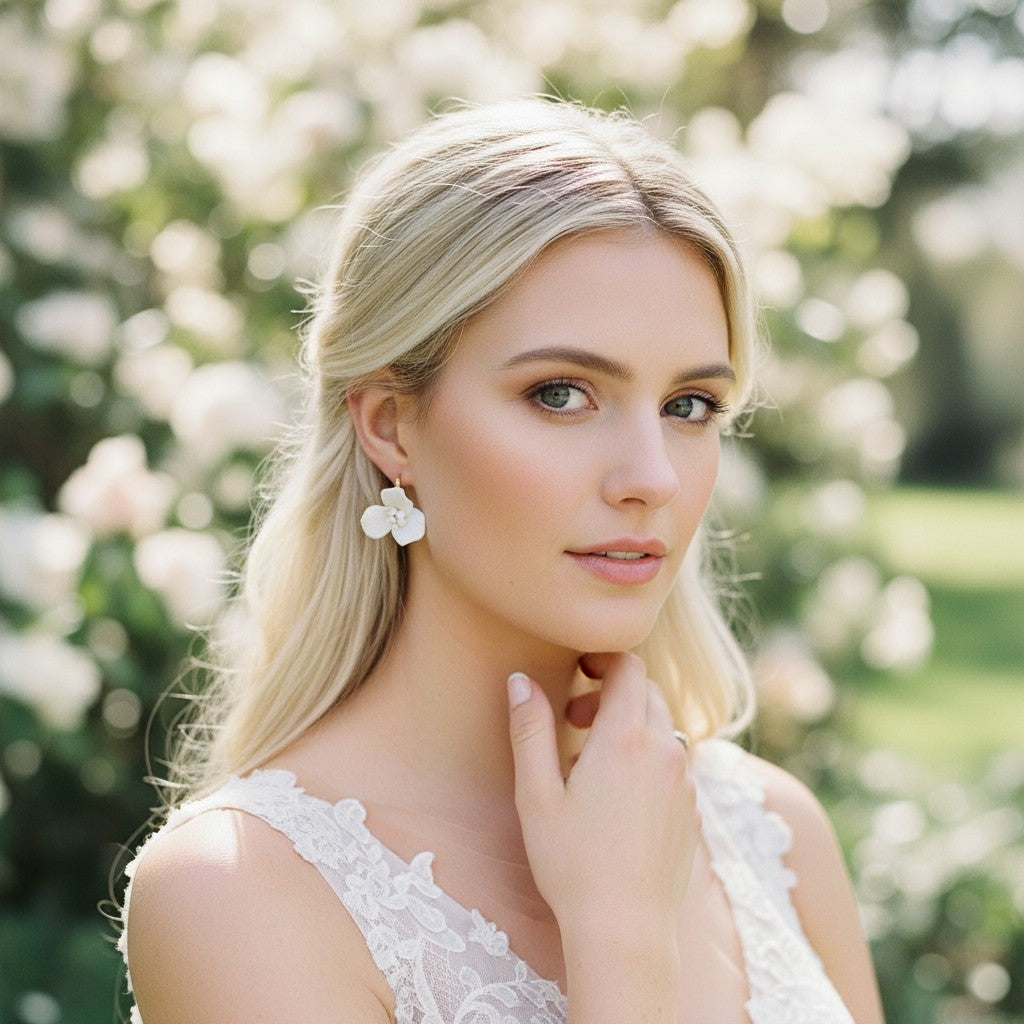 ATHENA COLLECTION - DIVINE FLOWER EARRINGS - CZER725 GOLD