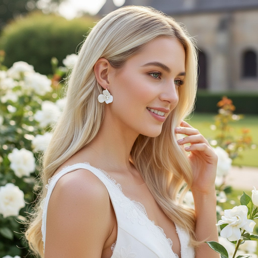 ATHENA COLLECTION - DIVINE FLOWER EARRINGS - CZER725 GOLD