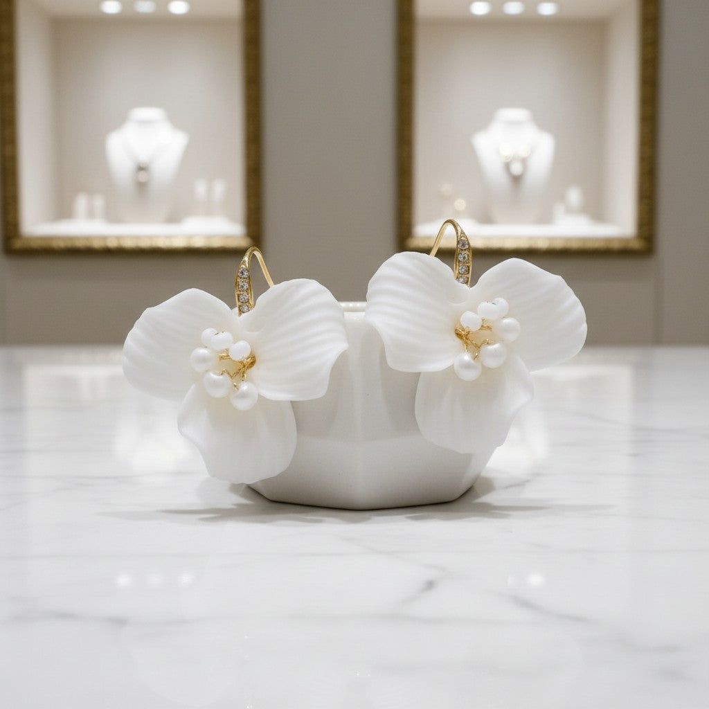 ATHENA COLLECTION - DIVINE FLOWER EARRINGS - CZER725 GOLD