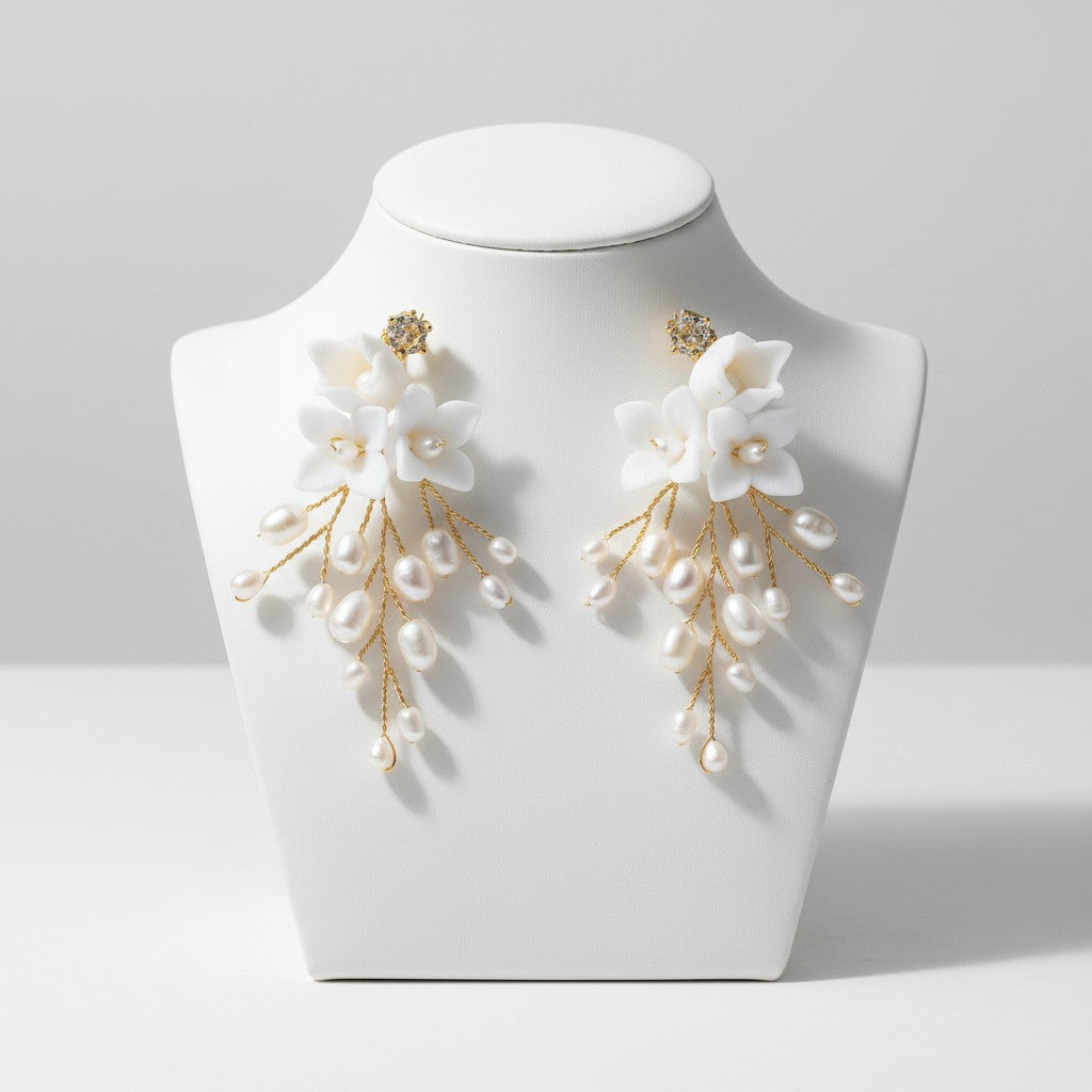 ATHENA COLLECTION - PEARLS OF ELEGANCE EARRINGS - CZER726 GOLD
