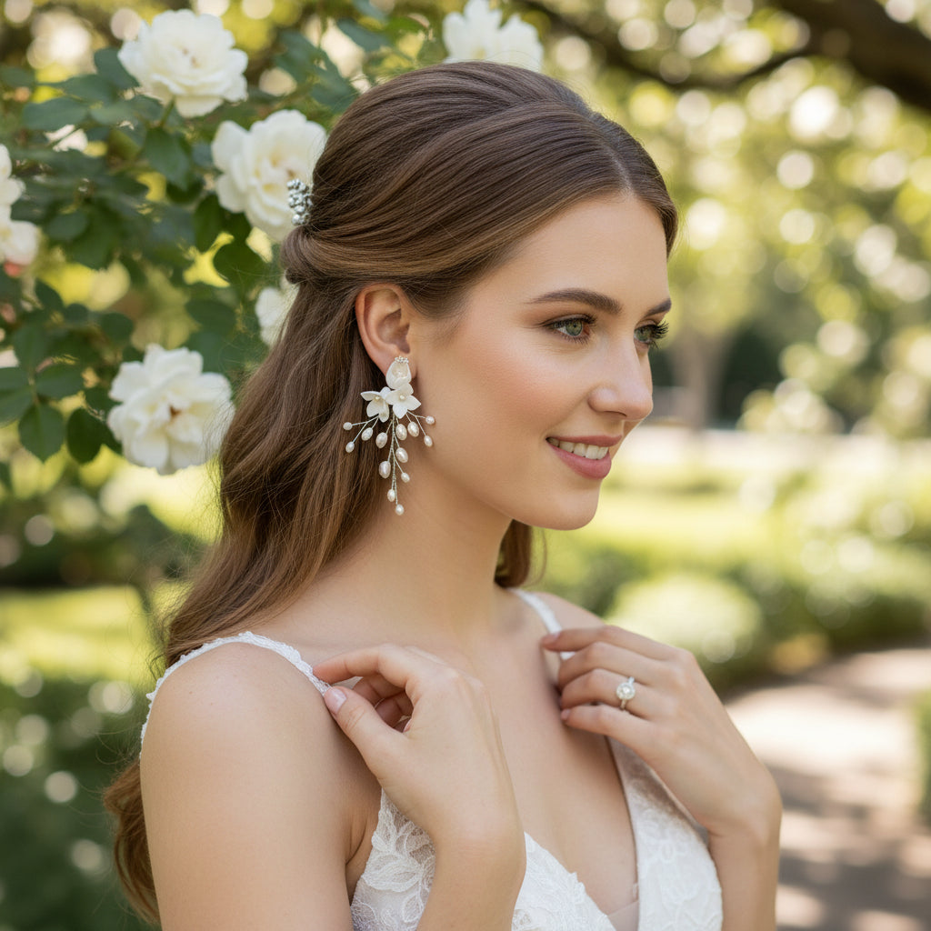 ATHENA COLLECTION - PEARLS OF ELEGANCE EARRINGS - CZER726 SILVER