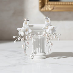 ATHENA COLLECTION - PEARLS OF ELEGANCE EARRINGS - CZER726 SILVER