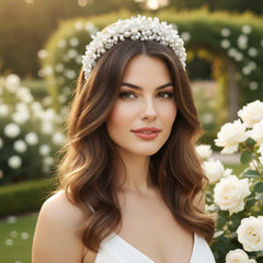 ATHENA COLLECTION - LUSH PEARL HEADBAND - AHB172 SILVER