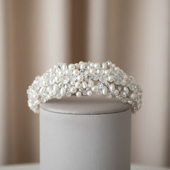 ATHENA COLLECTION - LUSH PEARL HEADBAND - AHB172 SILVER