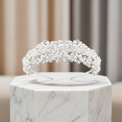 ATHENA COLLECTION - LUSH PEARL HEADBAND - AHB172 SILVER