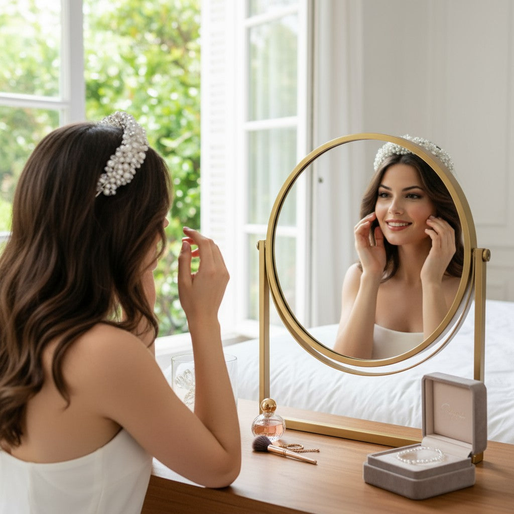 ATHENA COLLECTION - LUSH PEARL HEADBAND - AHB172 SILVER