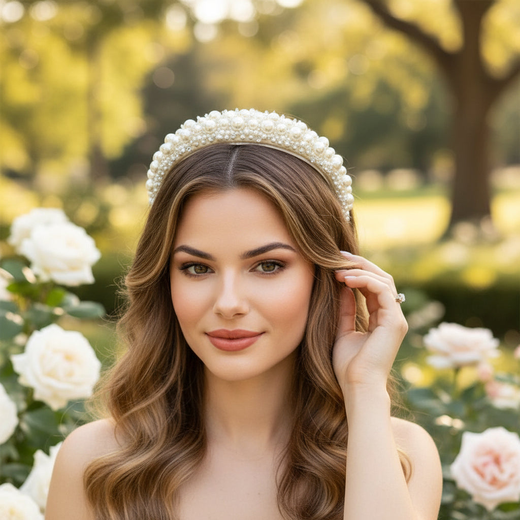 ATHENA COLLECTION - ENCHANTED PEARL HEADBAND - AHB173 IVORY