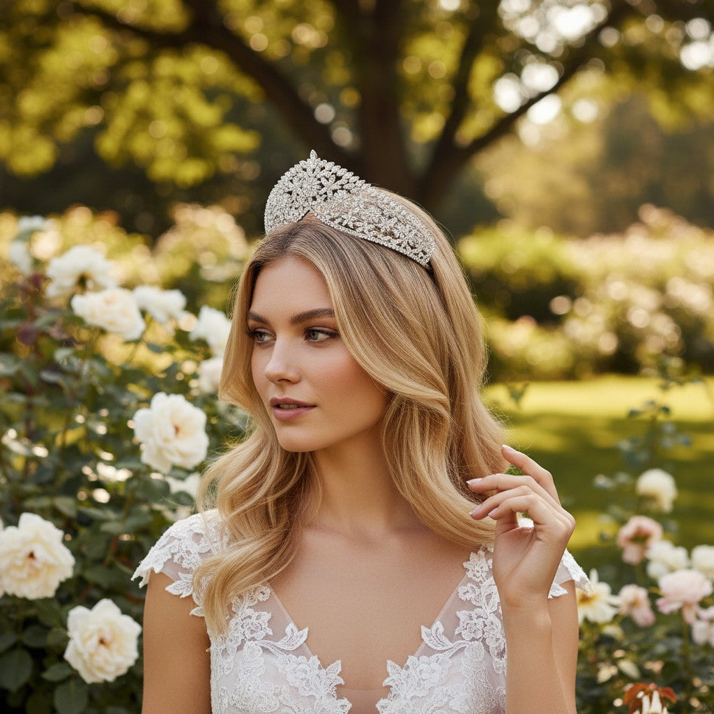 CUBIC ZIRCONIA COLLECTION - ENCHANTED TIARA - AHB174 SILVER