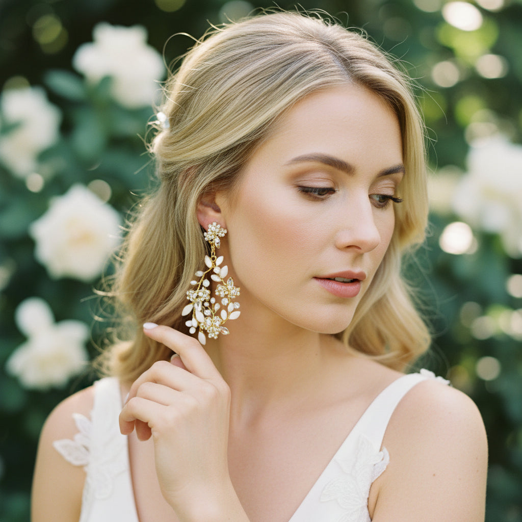 ATHENA COLLECTION - DIVINE FRESHWATER PEARL EARRINGS - CZER727 GOLD