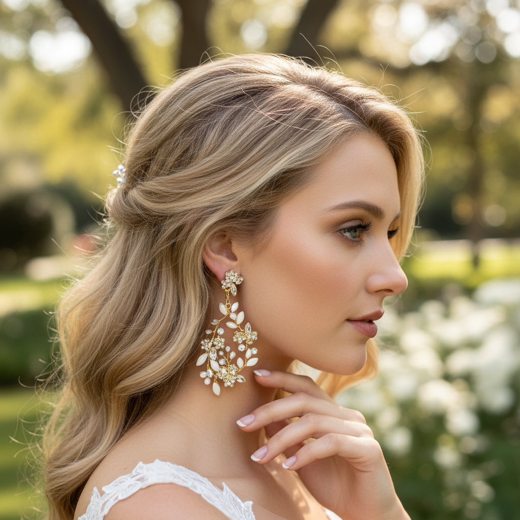 ATHENA COLLECTION - DIVINE FRESHWATER PEARL EARRINGS - CZER727 GOLD