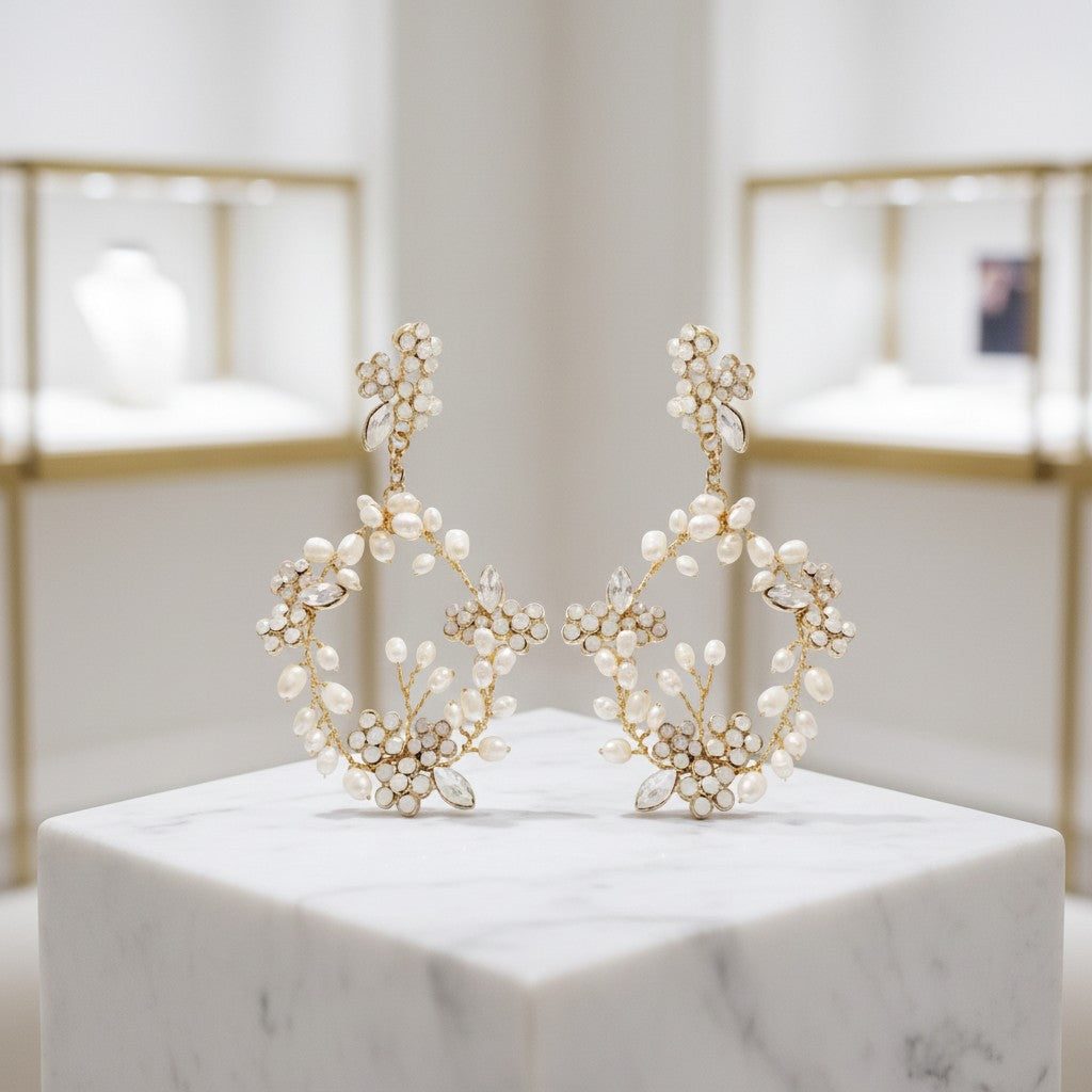 ATHENA COLLECTION - DIVINE FRESHWATER PEARL EARRINGS - CZER727 GOLD