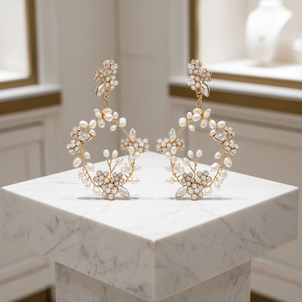 ATHENA COLLECTION - DIVINE FRESHWATER PEARL EARRINGS - CZER727 GOLD