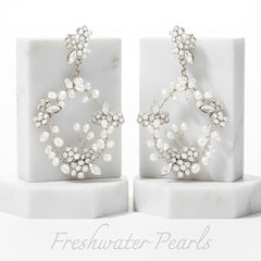 ATHENA COLLECTION - DIVINE FRESHWATER PEARL EARRINGS - CZER727 SILVER