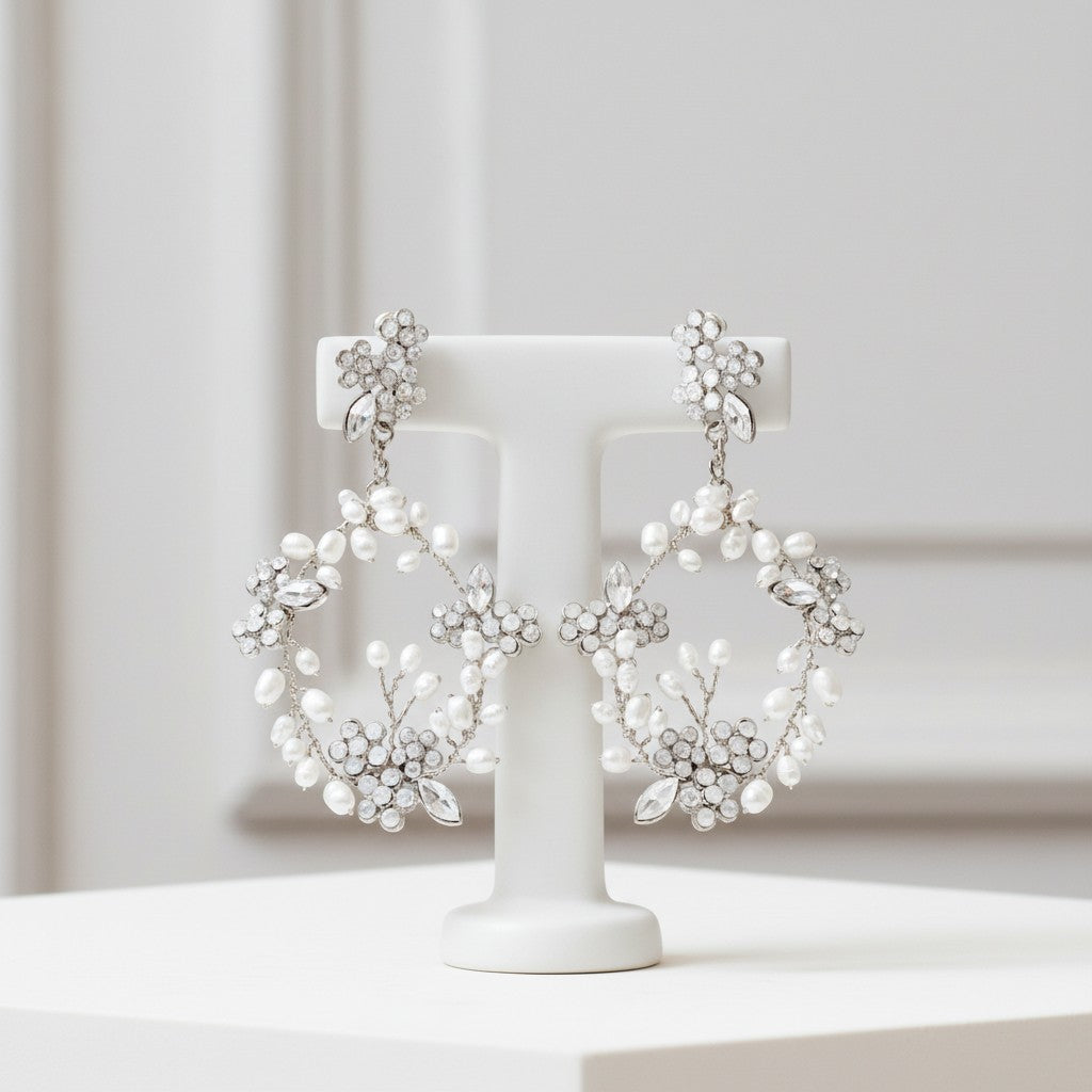 ATHENA COLLECTION - DIVINE FRESHWATER PEARL EARRINGS - CZER727 SILVER