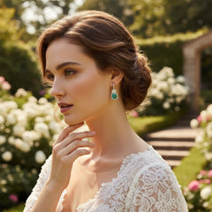 CUBIC ZIRCONIA COLLECTION - STARLET GEM EARRINGS - CZER730 AQUA