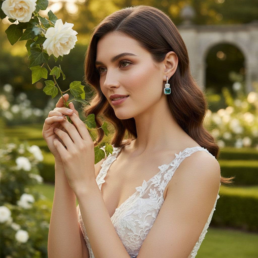 CUBIC ZIRCONIA COLLECTION - STARLET GEM EARRINGS - CZER730 AQUA