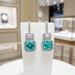 CUBIC ZIRCONIA COLLECTION - STARLET GEM EARRINGS - CZER730 AQUA