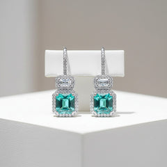 CUBIC ZIRCONIA COLLECTION - STARLET GEM EARRINGS - CZER730 AQUA