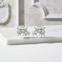 CUBIC ZIRCONIA COLLECTION - SPARKLE GEM EARRINGS - CZER731 SILVER