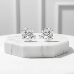 CUBIC ZIRCONIA COLLECTION - SPARKLE GEM EARRINGS - CZER731 SILVER