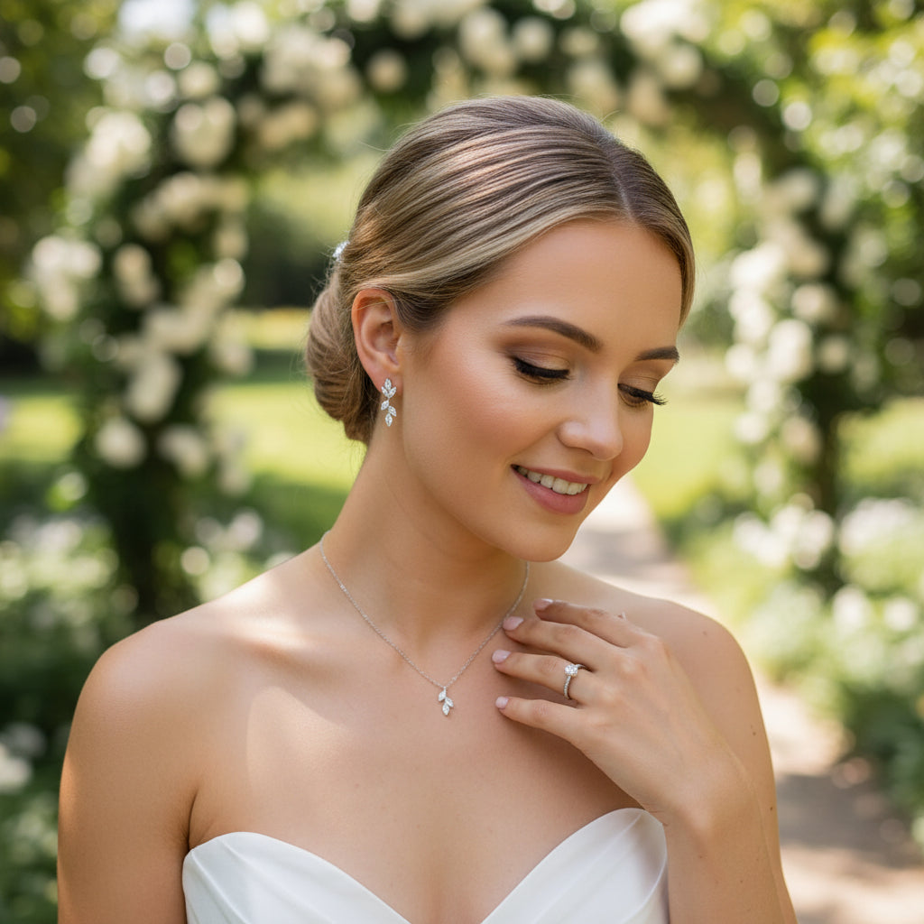 CUBIC ZIRCONIA COLLECTION - DAINTY ELEGANCE NECKLACE- CZNK190 ROSE GOLD