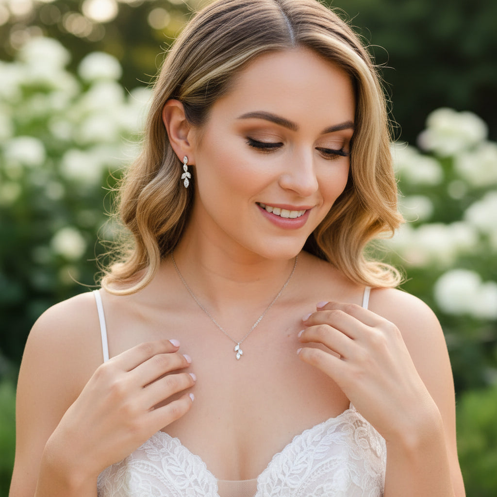 CUBIC ZIRCONIA COLLECTION - DAINTY ELEGANCE NECKLACE- CZNK190 ROSE GOLD