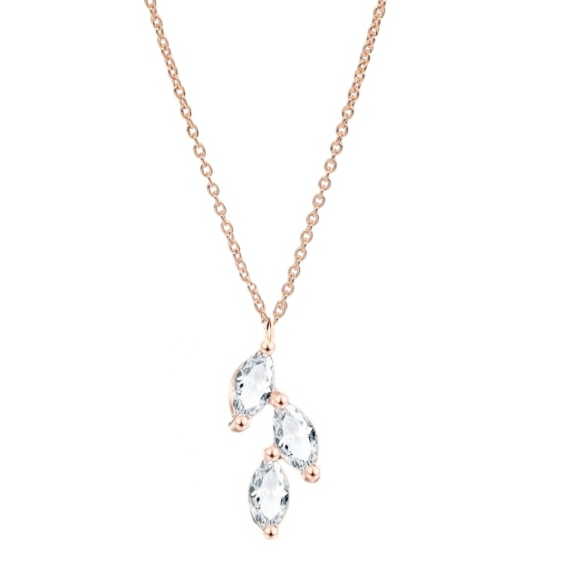 CUBIC ZIRCONIA COLLECTION - DAINTY ELEGANCE NECKLACE- CZNK190 ROSE GOLD