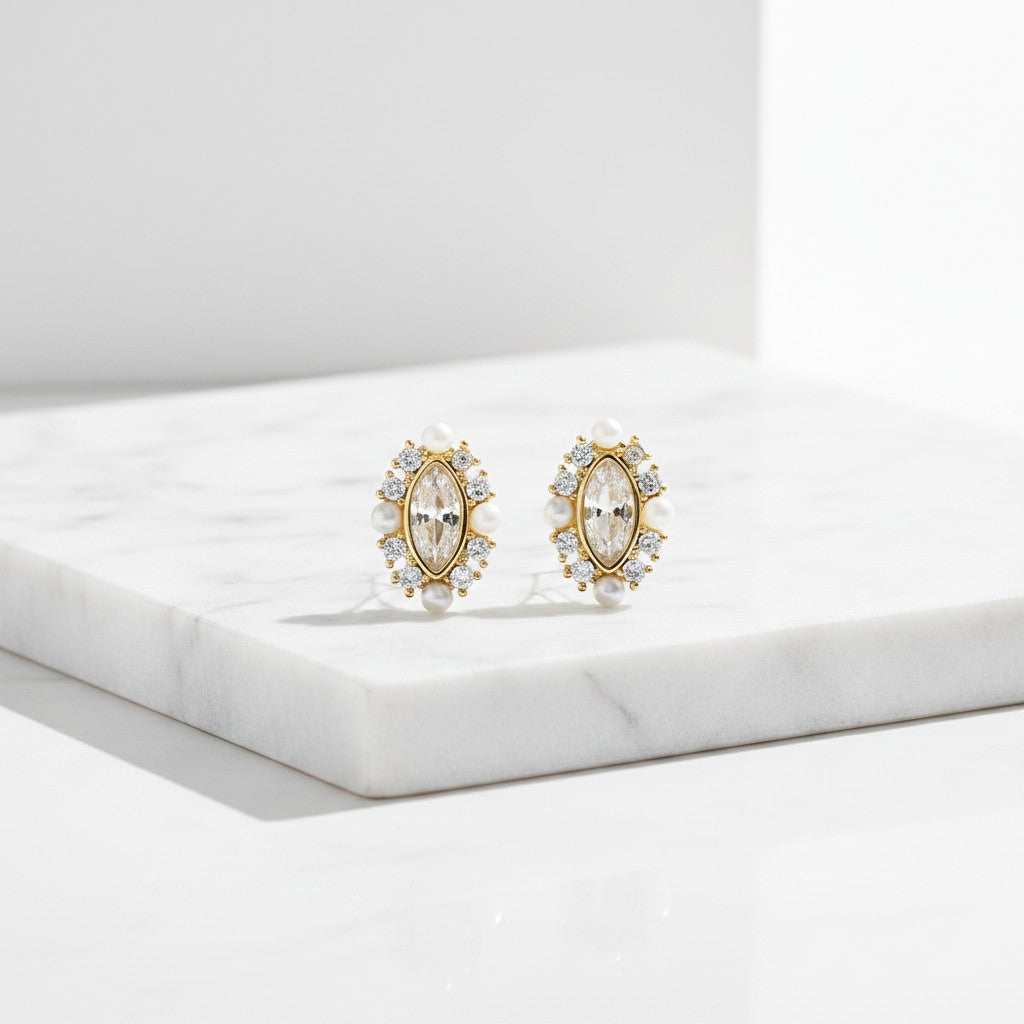 CUBIC ZIRCONIA COLLECTION - CRYSTALLURE STUD EARRINGS - CZER733 GOLD