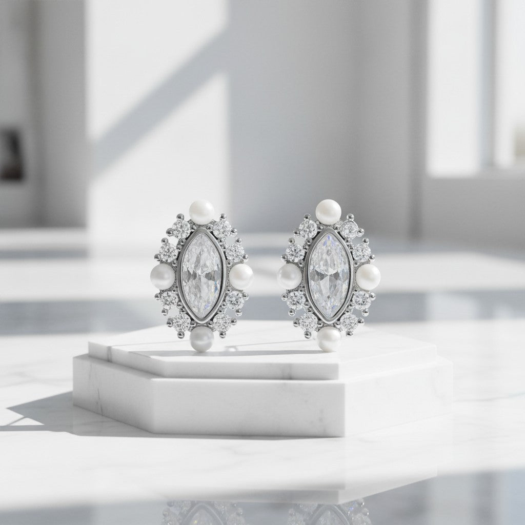 CUBIC ZIRCONIA COLLECTION - CRYSTALLURE STUD EARRINGS - CZER733 SILVER