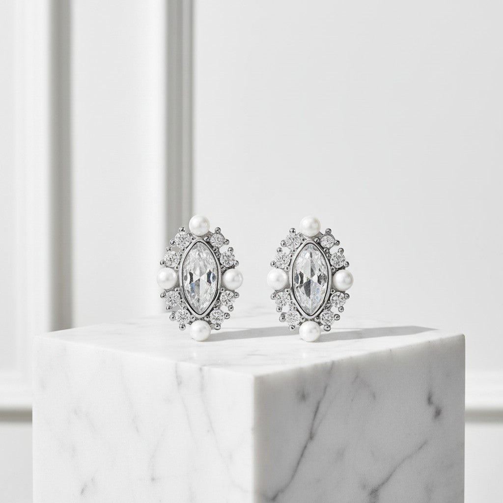 CUBIC ZIRCONIA COLLECTION - CRYSTALLURE STUD EARRINGS - CZER733 SILVER