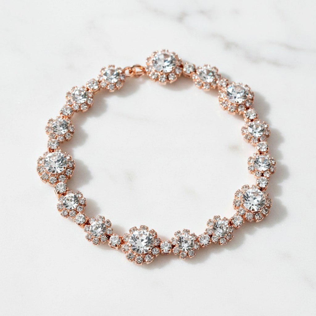 ATHENA COLLECTION - DAINTY CRYSTAL BRACELET - BR150 ROSE GOLD