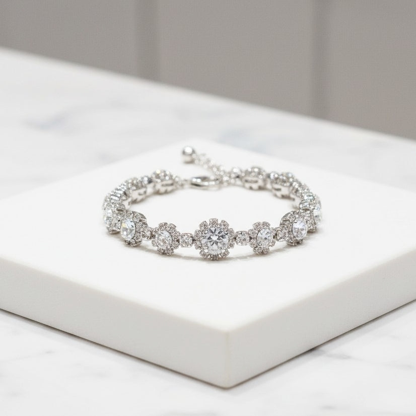 ATHENA COLLECTION - DAINTY CRYSTAL BRACELET - BR150 SILVER