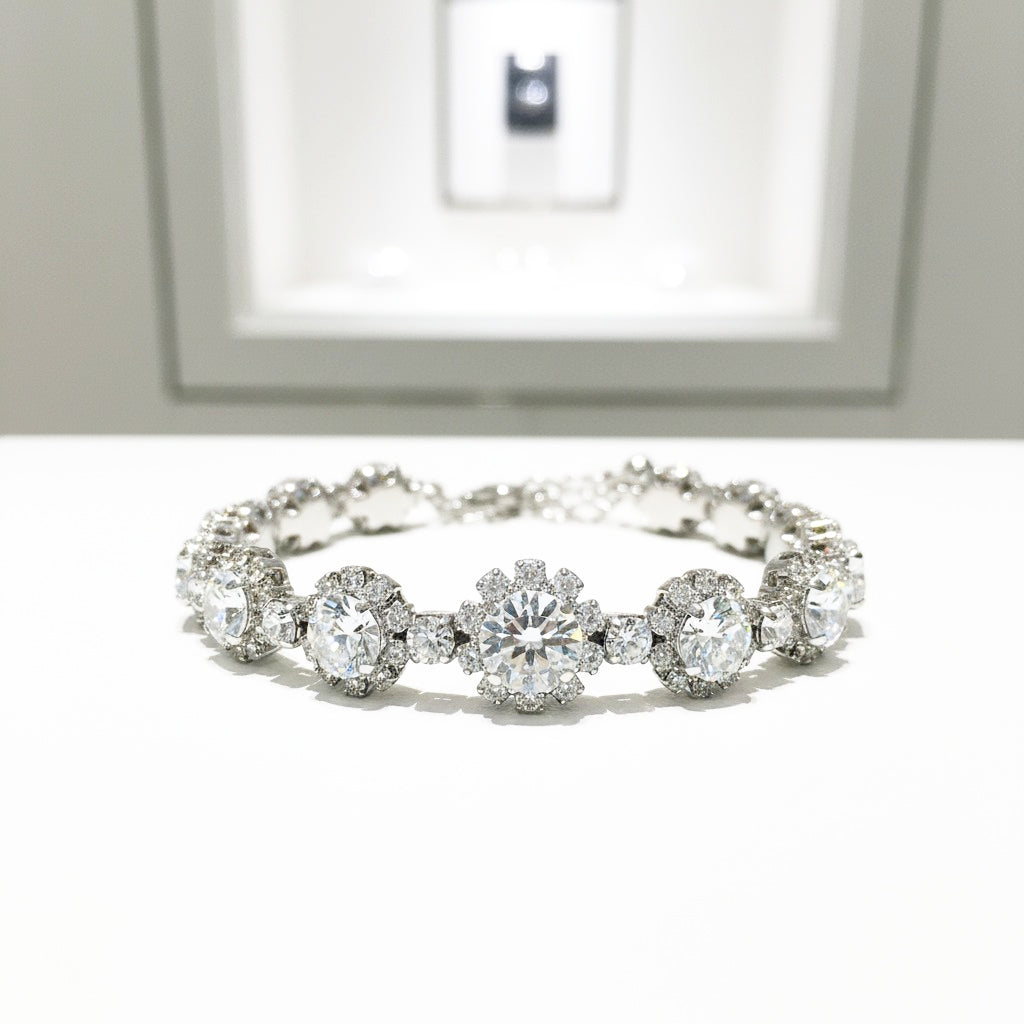 ATHENA COLLECTION - DAINTY CRYSTAL BRACELET - BR150 SILVER
