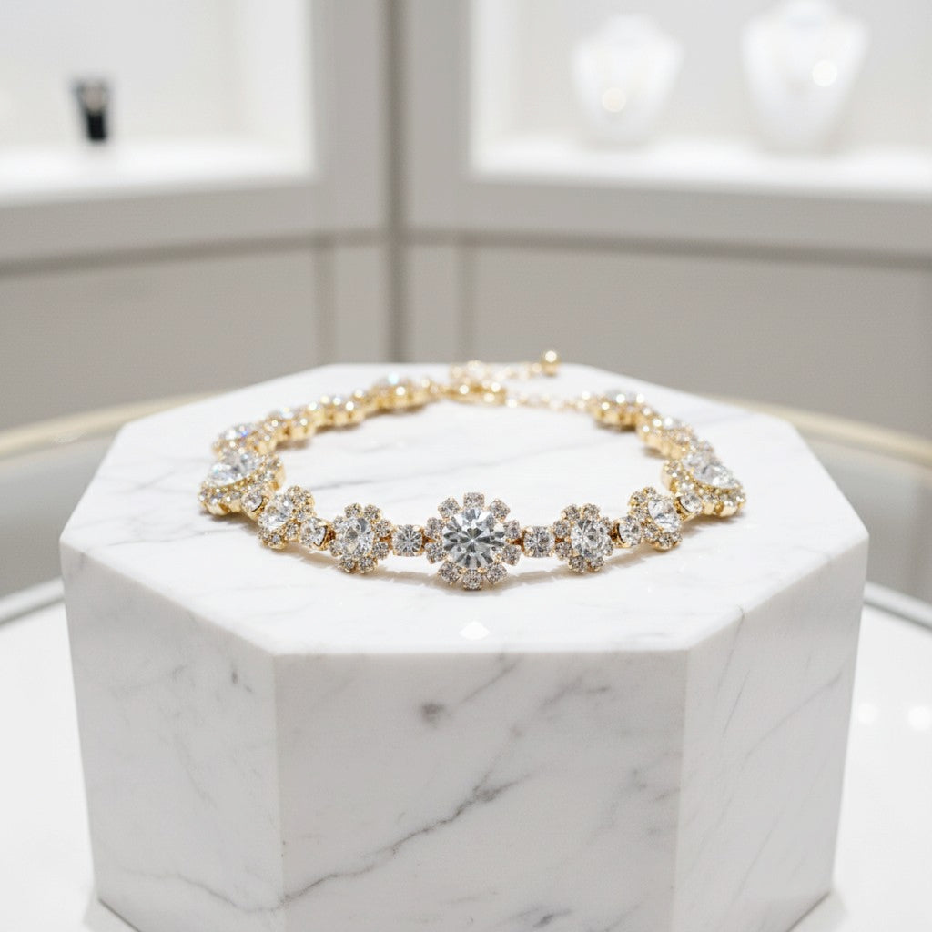 ATHENA COLLECTION - DAINTY CRYSTAL BRACELET - BR150 GOLD