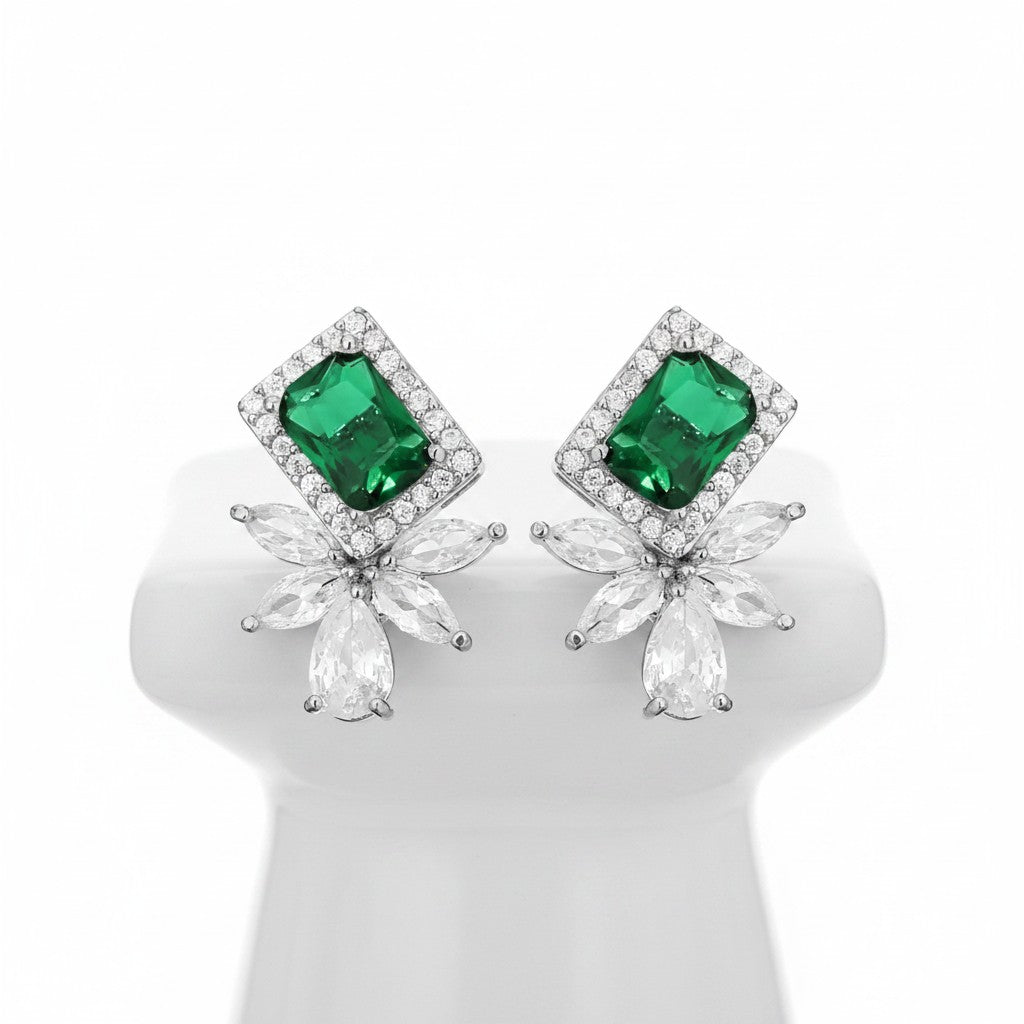 CUBIC ZIRCONIA COLLECTION - STARLET DAZZLE EARRINGS - CZER737 EMERALD