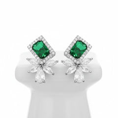 CUBIC ZIRCONIA COLLECTION - STARLET DAZZLE EARRINGS - CZER737 EMERALD