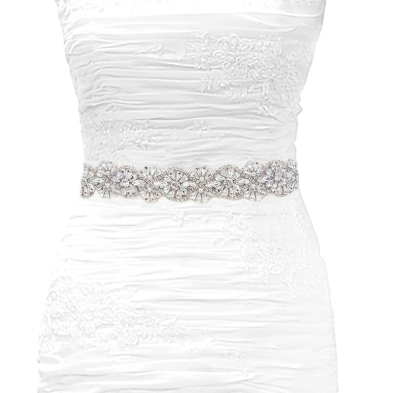 ATHENA COLLECTION - GATSBY GLAM BRIDAL BELT - BELT 49 SILVER