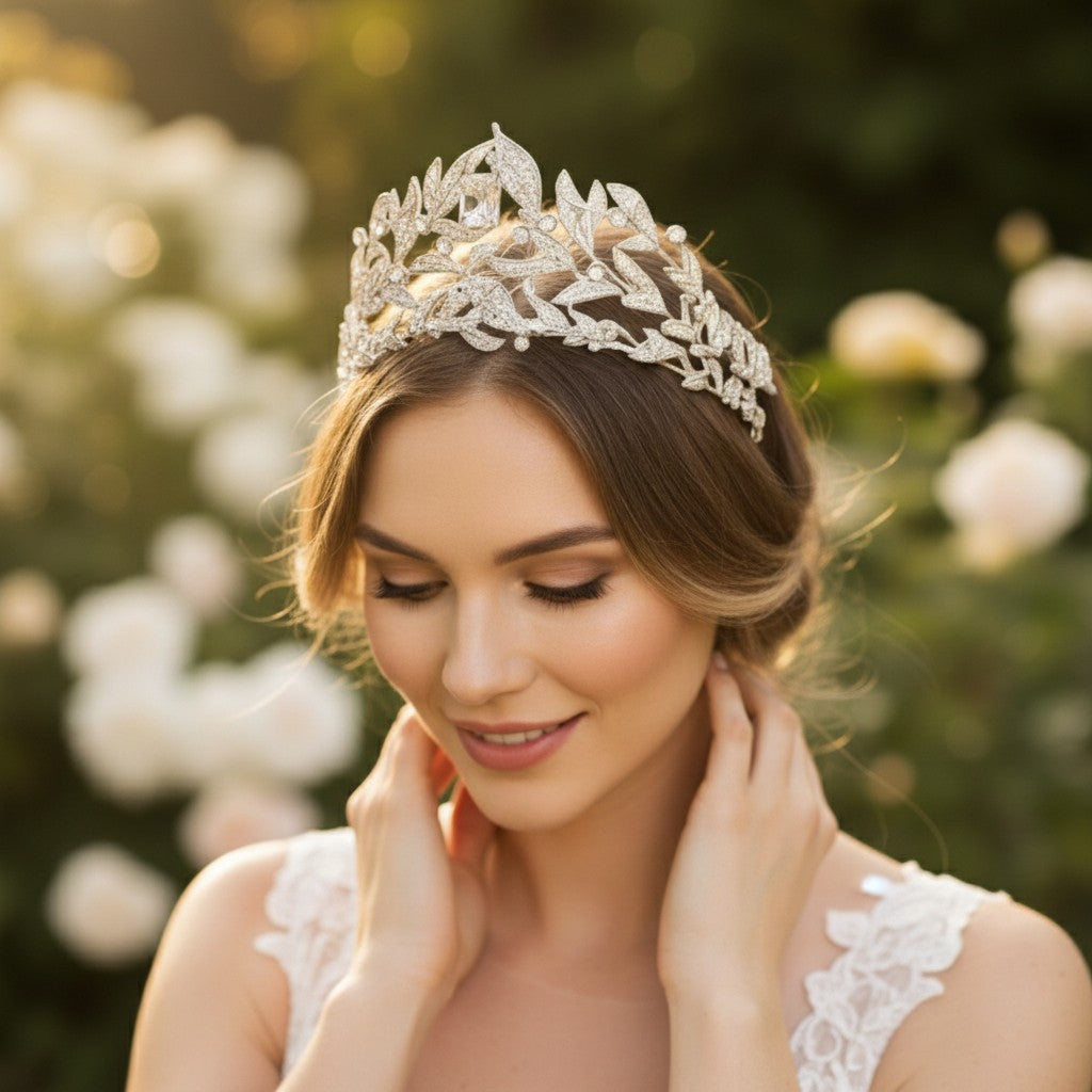 CUBIC ZIRCONIA COLLECTION- CATHERINE INSPIRED HEADPIECE - AHB175 SILVER