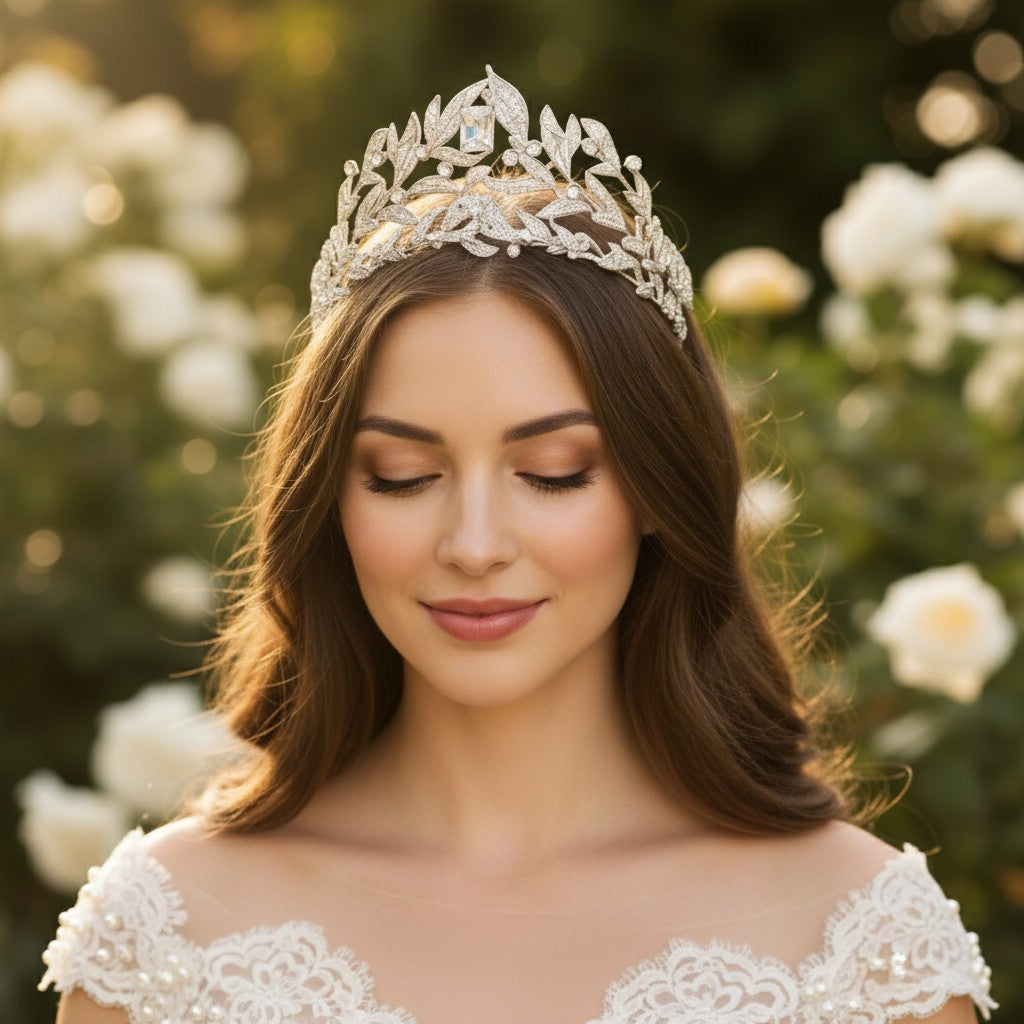 CUBIC ZIRCONIA COLLECTION- CATHERINE INSPIRED HEADPIECE - AHB175 SILVER