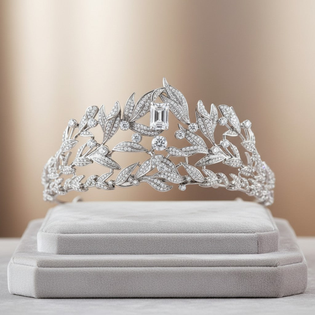 CUBIC ZIRCONIA COLLECTION- CATHERINE INSPIRED HEADPIECE - AHB175 SILVER