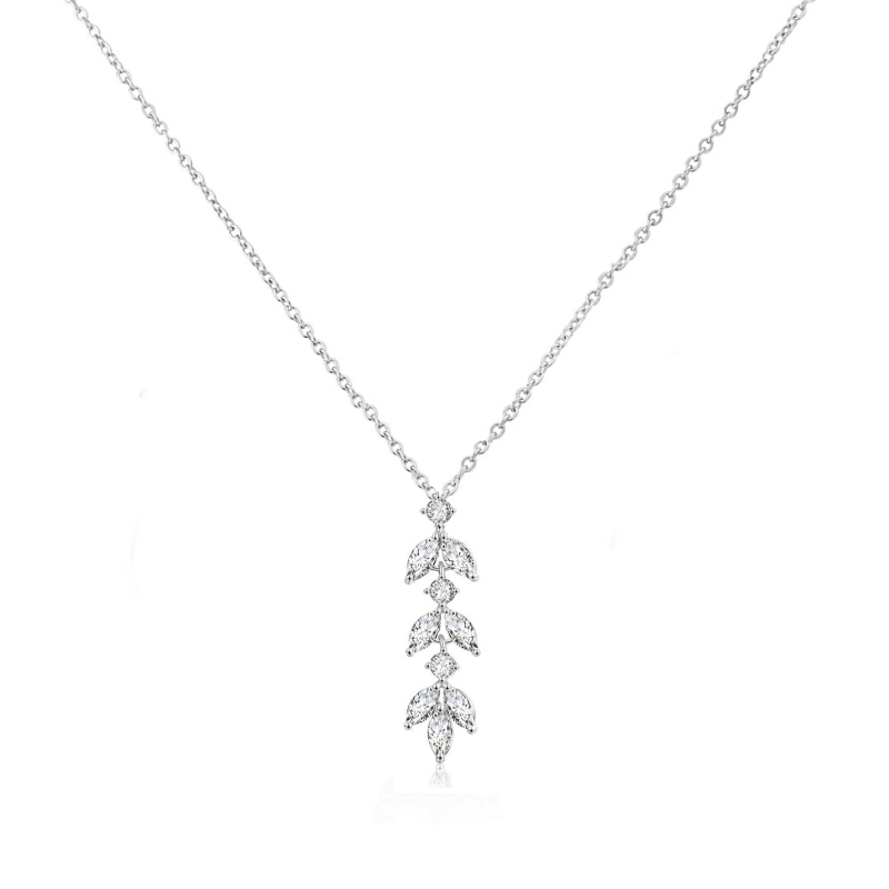 CUBIC ZIRCONIA COLLECTION - DAINTY DROP SPARKLE NECKLACE - CZNK196 SILVER