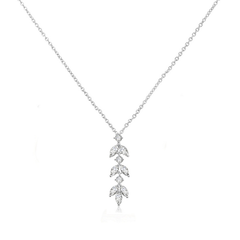 CUBIC ZIRCONIA COLLECTION - DAINTY DROP SPARKLE NECKLACE - CZNK196 SILVER