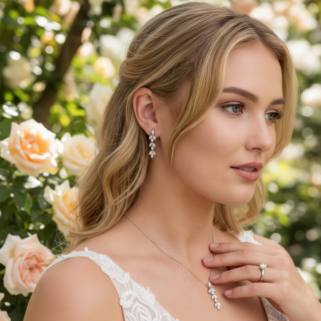 CUBIC ZIRCONIA COLLECTION - DAINTY DROP SPARKLE EARRINGS - CZER452 GOLD