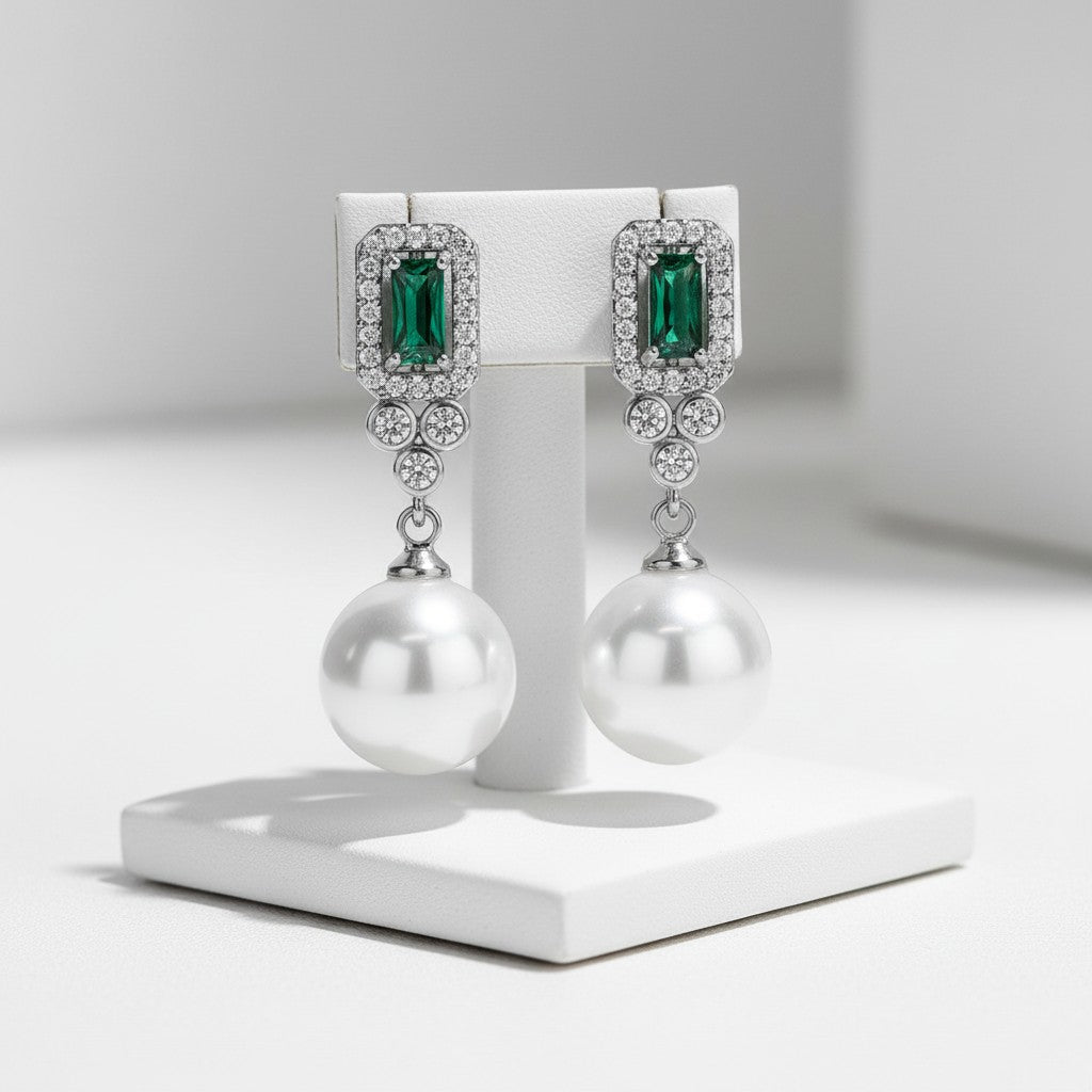 CUBIC ZIRCONIA COLLECTION - SHEER ELEGANCE EARRINGS - CZER744 GREEN