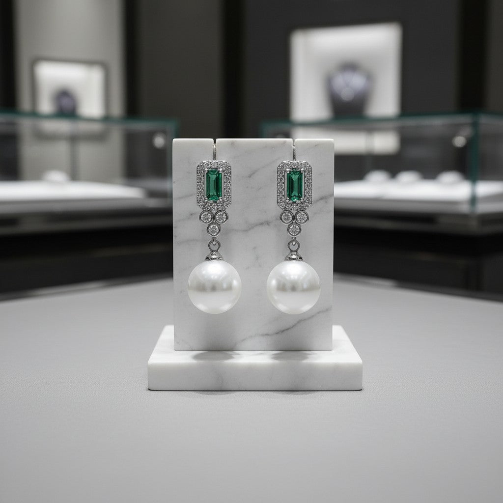 CUBIC ZIRCONIA COLLECTION - SHEER ELEGANCE EARRINGS - CZER744 GREEN