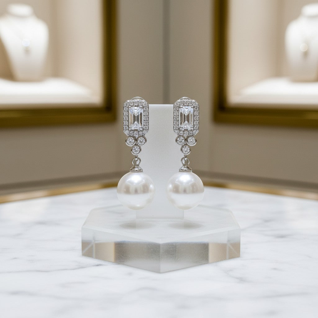 CUBIC ZIRCONIA COLLECTION - SHEER ELEGANCE EARRINGS - CZER744 SILVER