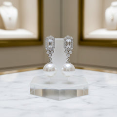 CUBIC ZIRCONIA COLLECTION - SHEER ELEGANCE EARRINGS - CZER744 SILVER