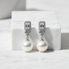 CUBIC ZIRCONIA COLLECTION - SHEER ELEGANCE EARRINGS - CZER744 SILVER