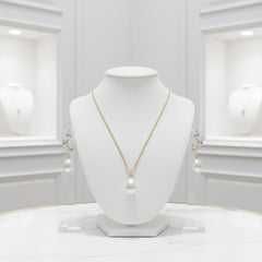 CUBIC ZIRCONIA COLLECTION -PRECIOUS PEARL NECKLACE SET - CZNK197 GOLD